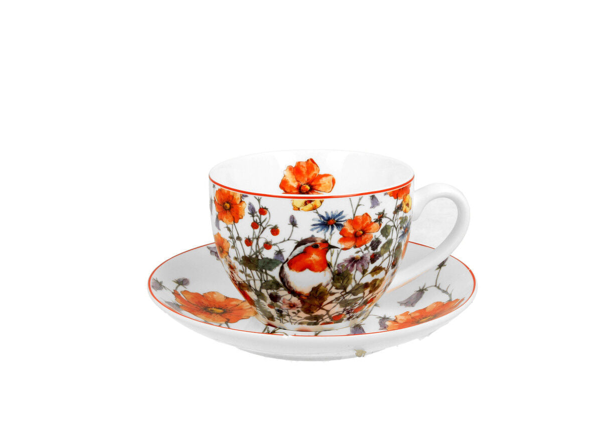 DUO FLORAL Tasse 250 ml WILD BIRD mit Untertasse, New Bone China Porzellan – Bild 2