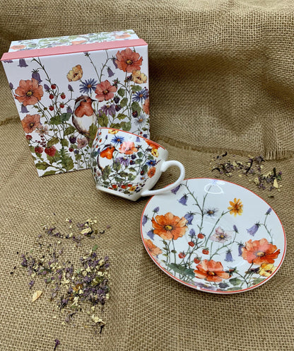 10er SET DUO FLORAL Tasse 250 ml WILD BIRDS mit Untertasse, New Bone China Porzellan – Bild 8
