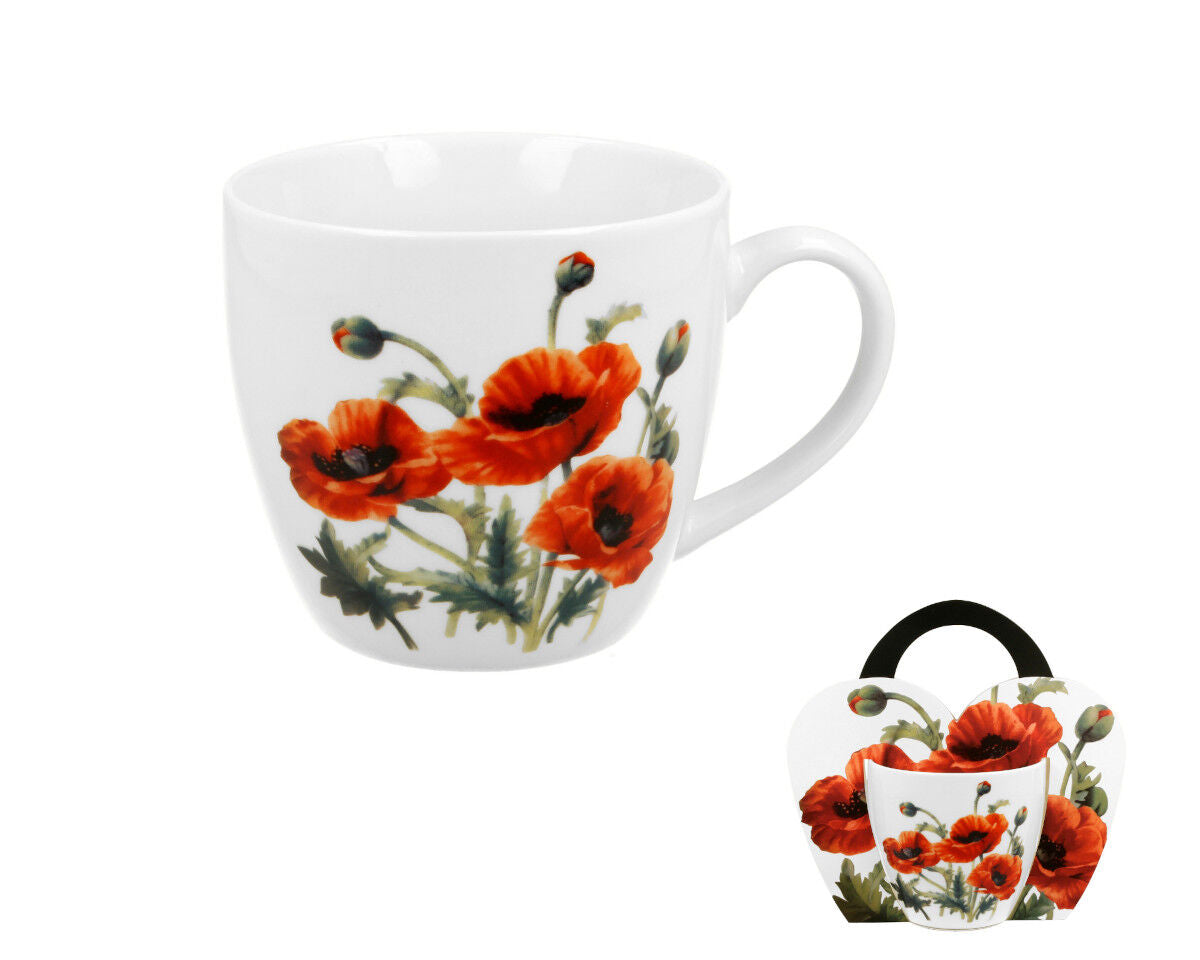 DUO FLORAL Becher 460 ml CLASSIC POPPIES New Bone China Porzellan