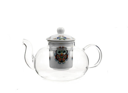 DUO ETNO 30242 Teekanne 1000 ml mit Teesieb OWL mit Teesieb, Glas - New Bone China Porzellan – Bild 2