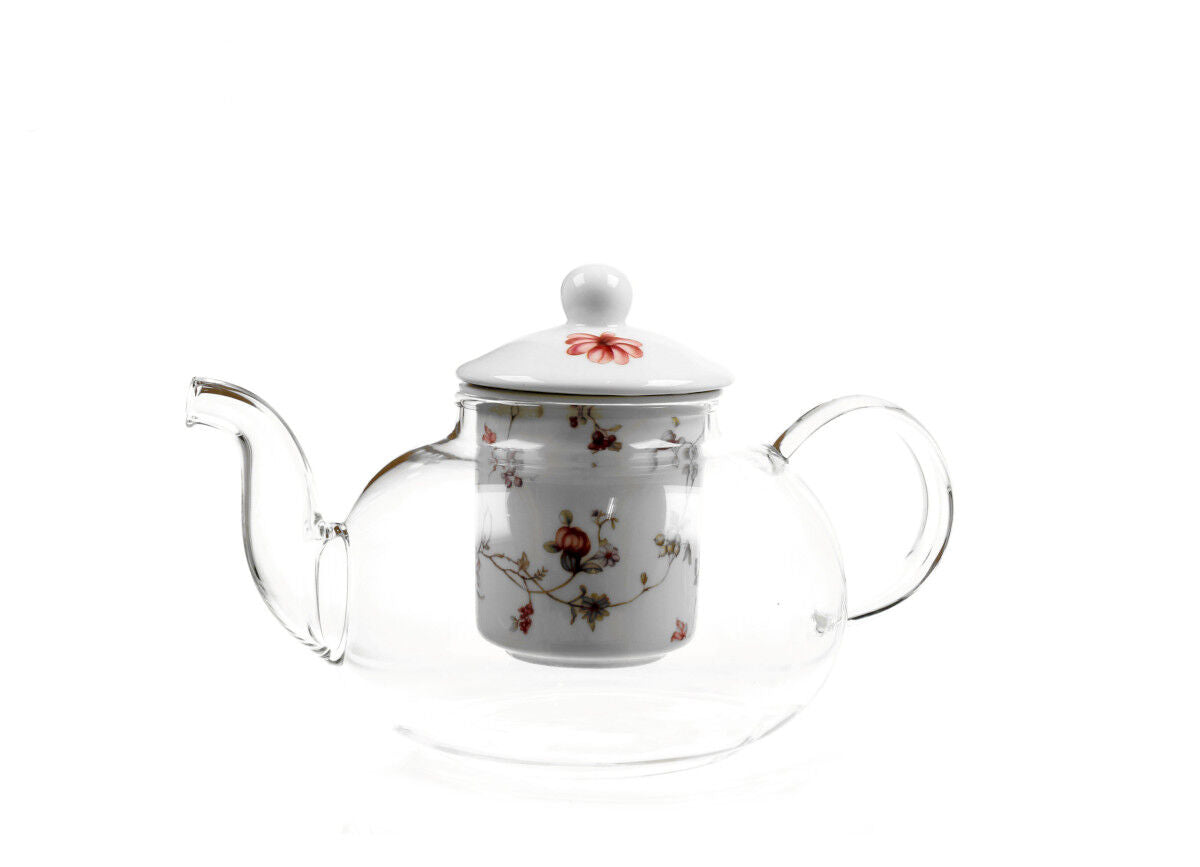 DUO FLORAL Teekanne 1000 ml SAFA mit Teesieb, Glas - New Bone China Porzellan – Bild 2