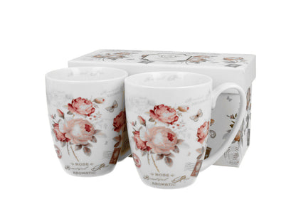 DUO FLORAL 2er-Set klassische Becher 350 ml SECESSION New Bone China Porzellan