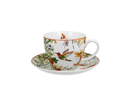 DUO FLORAL Jumbobecher 470 ml LINNEA mit Untertasse, New Bone China Porzellan – Bild 2
