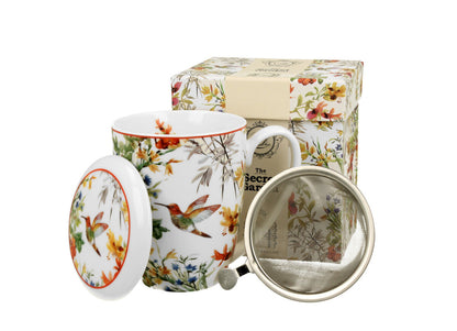DUO FLORAL Becher 380 ml LINNEA mit Teesieb, New Bone China Porzellan
