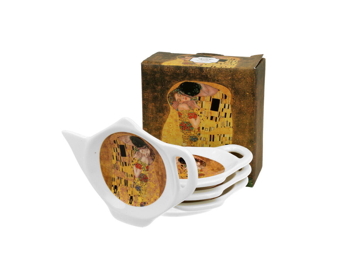 DUO ART GALLERY 4er-Set Teebeutelhalter THE KISS New Bone China Porzellan