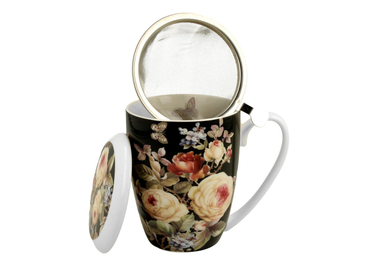 DUO FLORAL Becher 380 ml WARDA mit Teesieb, New Bone China Porzellan – Bild 3