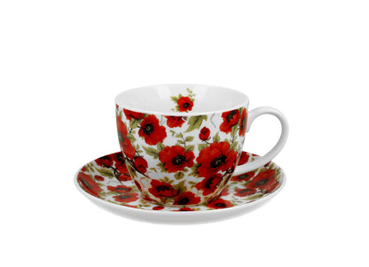 DUO FLORAL Jumbobecher 470 ml LINA mit Untertasse, New Bone China Porzellan – Bild 2