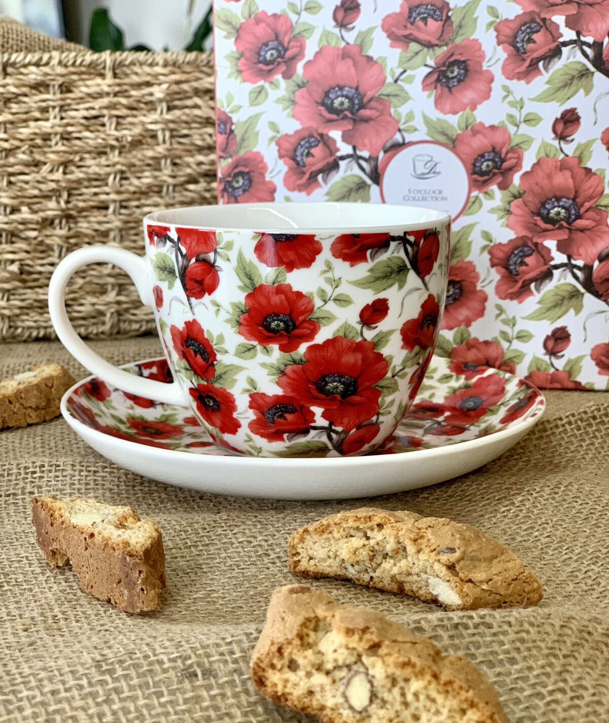 DUO FLORAL Jumbobecher 470 ml LINA mit Untertasse, New Bone China Porzellan – Bild 4