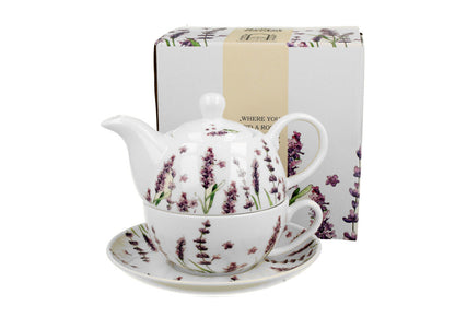 DUO FLORAL Tasse mit Teekanne CLASSIC LAVENDER New Bone China Porzellan