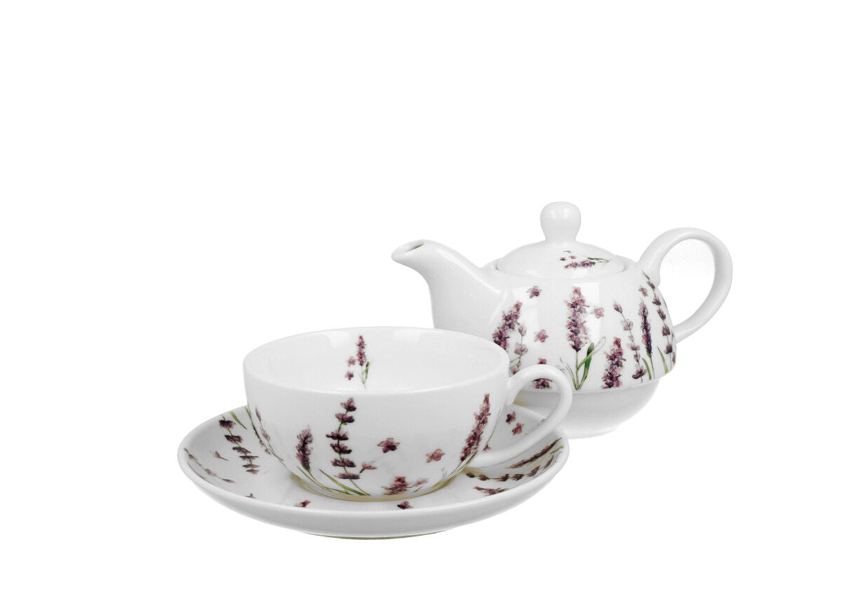 DUO FLORAL Tasse mit Teekanne CLASSIC LAVENDER New Bone China Porzellan – Bild 3