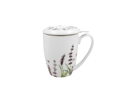 DUO FLORAL 30785 Becher 380 ml mit Teesieb CLASSIC LAVENDER mit Teesieb, New Bone China Porzellan – Bild 2