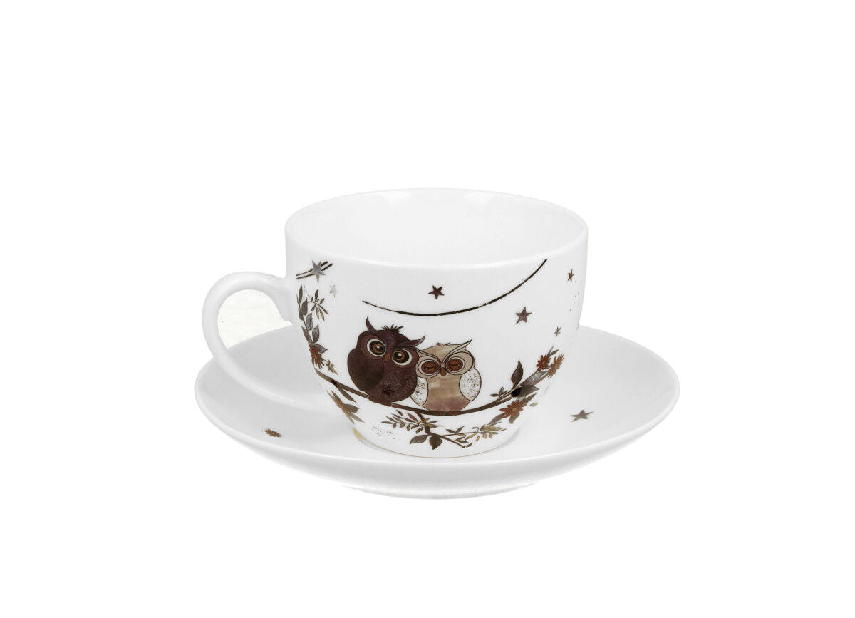 10er SET DUO ANIMALS Tasse 250 ml CHARMING OWLS mit Untertasse, New Bone China Porzellan – Bild 3