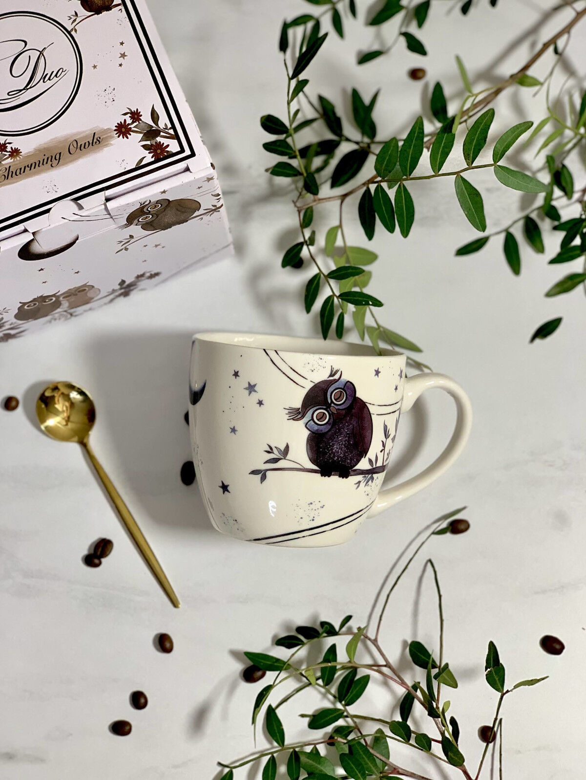 DUO ANIMALS Tasse 250 ml CHARMING OWLS mit Untertasse, New Bone China Porzellan – Bild 7