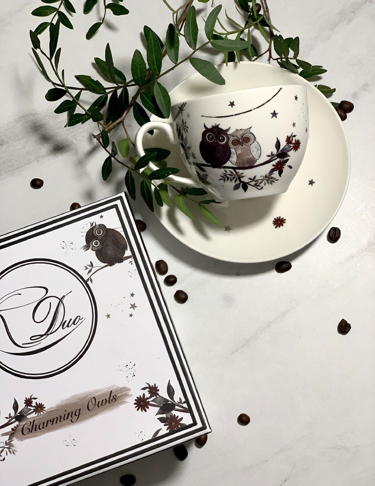 10er SET DUO ANIMALS Tasse 250 ml CHARMING OWLS mit Untertasse, New Bone China Porzellan – Bild 10
