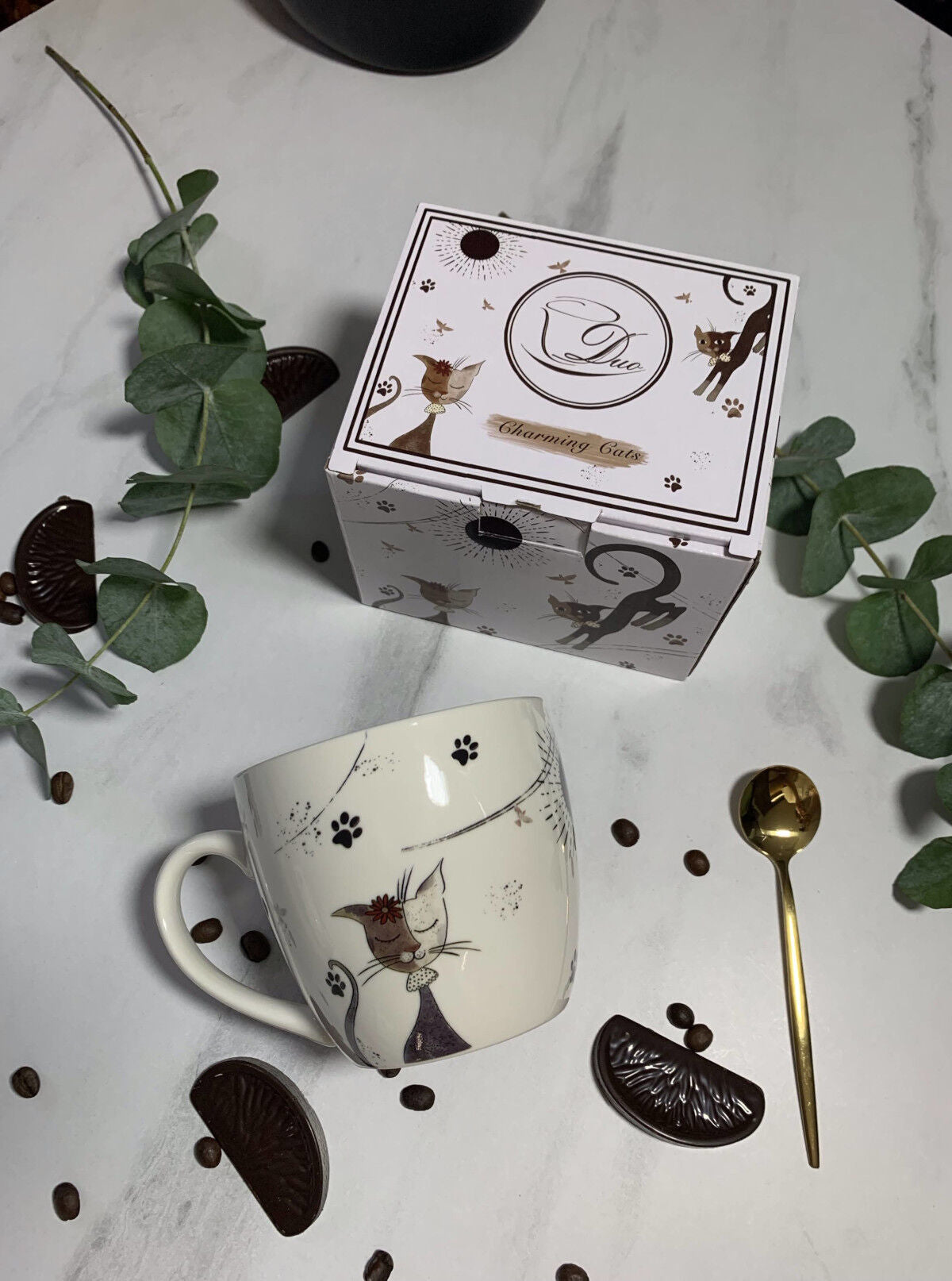 DUO ANIMALS Becher 460 ml CHARMING CATS New Bone China Porzellan – Bild 8