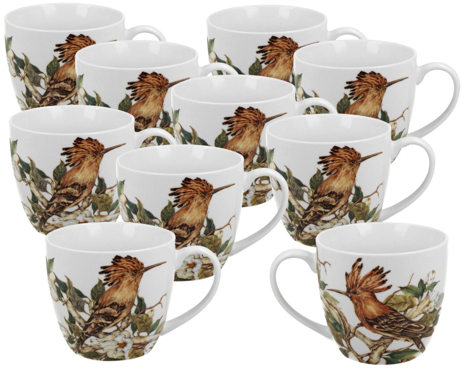 10er SET DUO ANIMALS Becher 460 ml HOOPOE New Bone China Porzellan