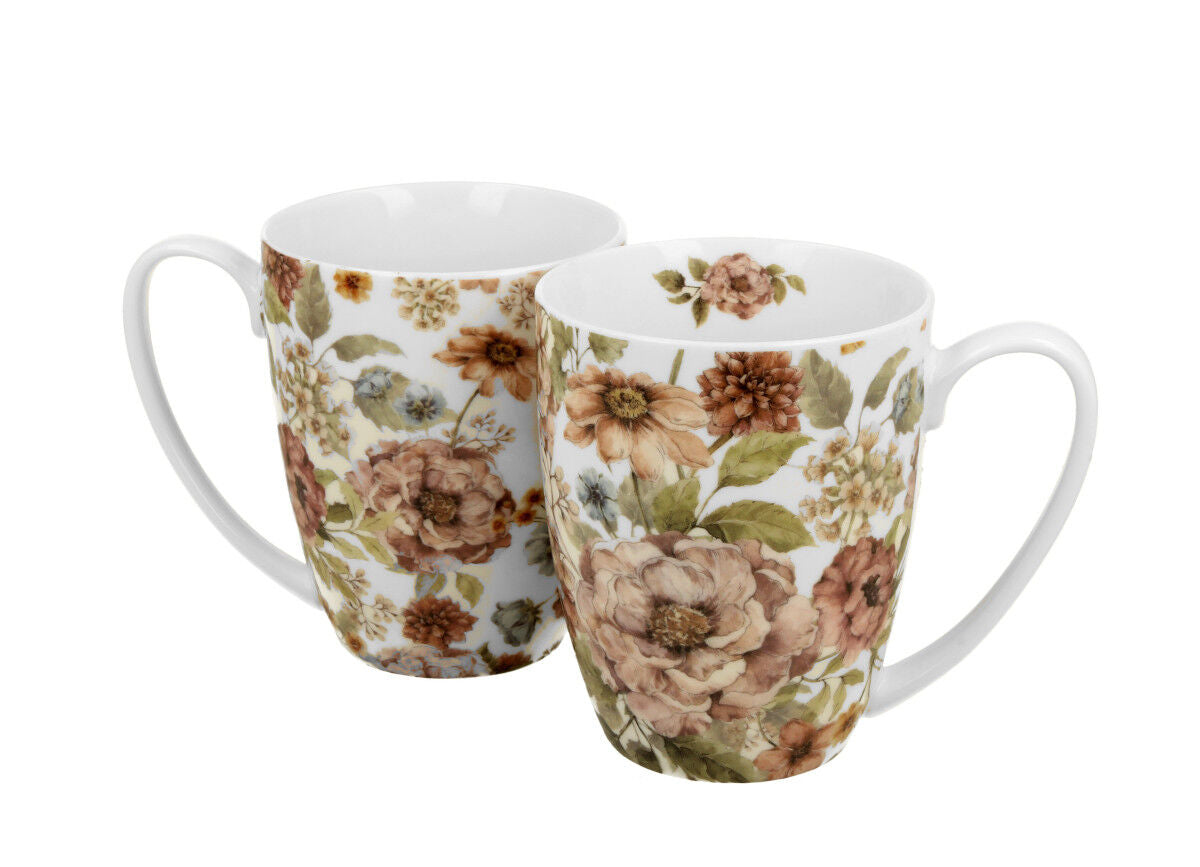 DUO FLORAL 2er-Set Becher 380 ml PASTEL FLOWERS New Bone China Porzellan – Bild 2