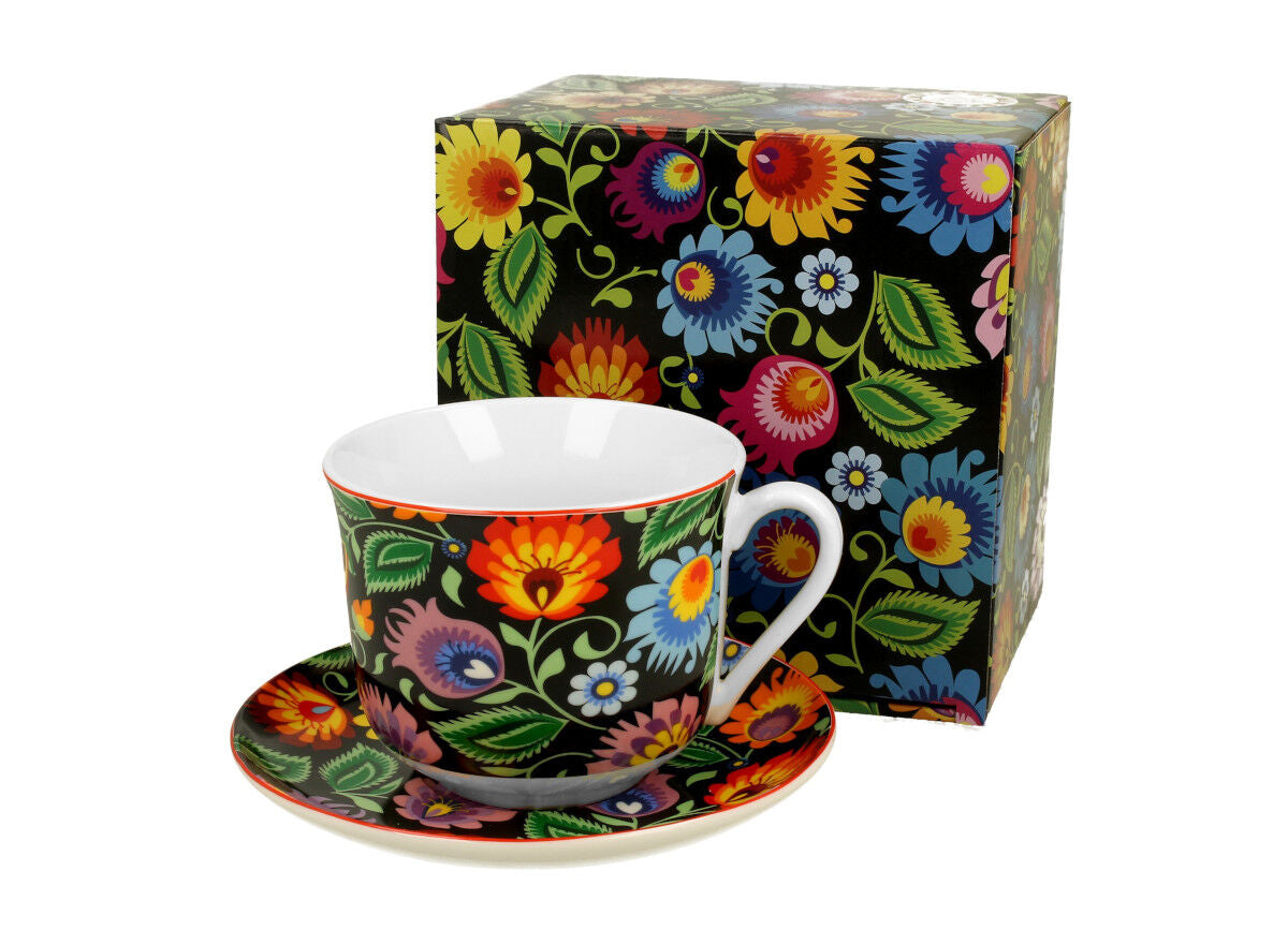 10er SET DUO ETNO 31430 Jumbobecher 470 ml ETNIC mit Untertasse, New Bone China Porzellan – Bild 2