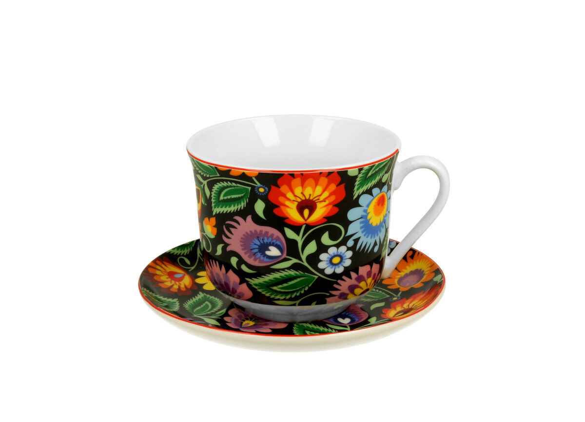 DUO ETNO 31430 Jumbobecher 470 ml mit Untertasse ETNIC mit Untertasse, New Bone China Porzellan – Bild 2