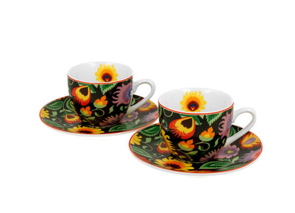 DUO ETNO 2er-Set Espressotassen 90 ml ETNIC mit Untertassen, New Bone China Porzellan – Bild 2