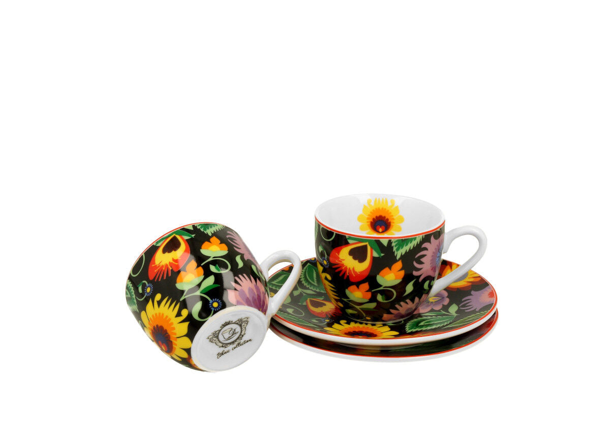 DUO ETNO 2er-Set Espressotassen 90 ml ETNIC mit Untertassen, New Bone China Porzellan – Bild 3