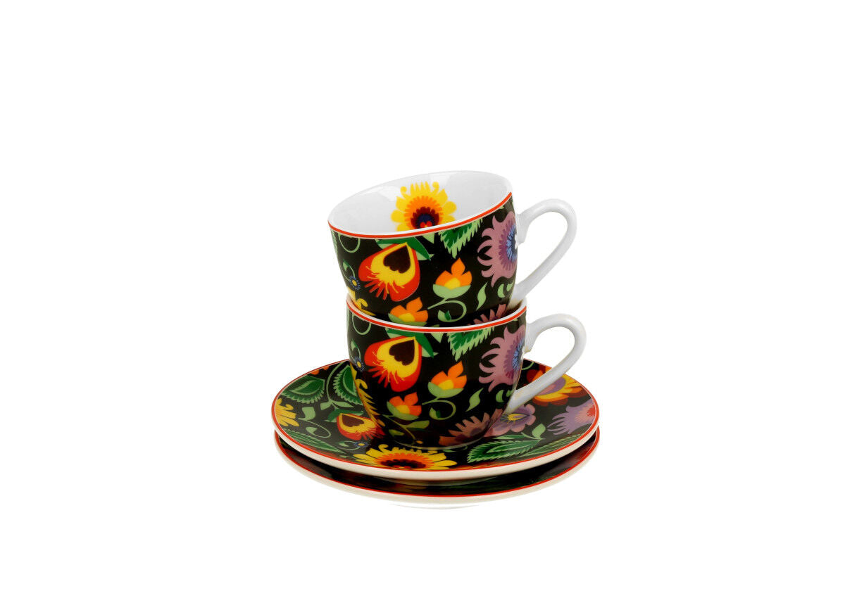 DUO ETNO 2er-Set Espressotassen 90 ml ETNIC mit Untertassen, New Bone China Porzellan – Bild 4
