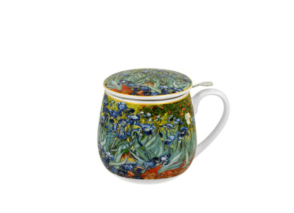 DUO ART GALLERY Fassbecher 430 ml IRISES mit Teesieb, New Bone China Porzellan – Bild 3