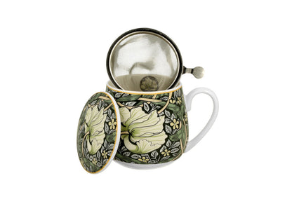 DUO ART GALLERY Fassbecher 430 ml PIMPERNEL mit Teesieb, New Bone China Porzellan – Bild 3
