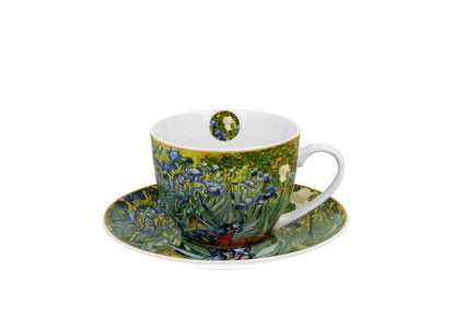 DUO ART GALLERY Tasse 270 ml IRISES mit Untertasse, New Bone China Porzellan – Bild 2
