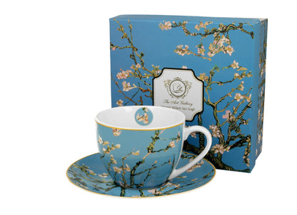 DUO ART GALLERY Tasse 270 ml ALMOND BLOSSOM mit Untertasse, New Bone China Porzellan