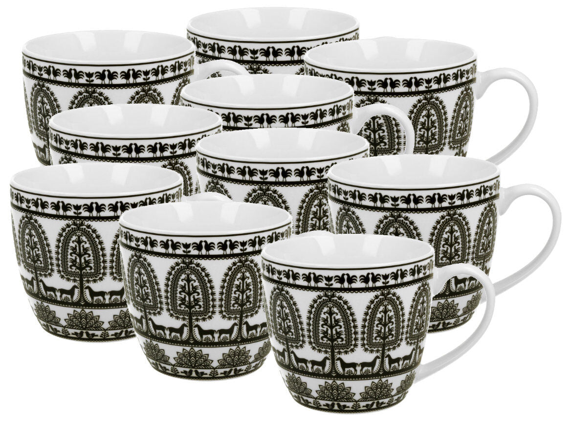 10er SET DUO ETNO Becher 460 ml KURPIE New Bone China Porzellan
