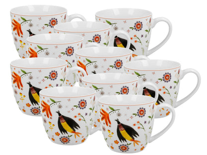 10er SET DUO ETNO Becher 460 ml REGIONAL PATTERNS New Bone China Porzellan