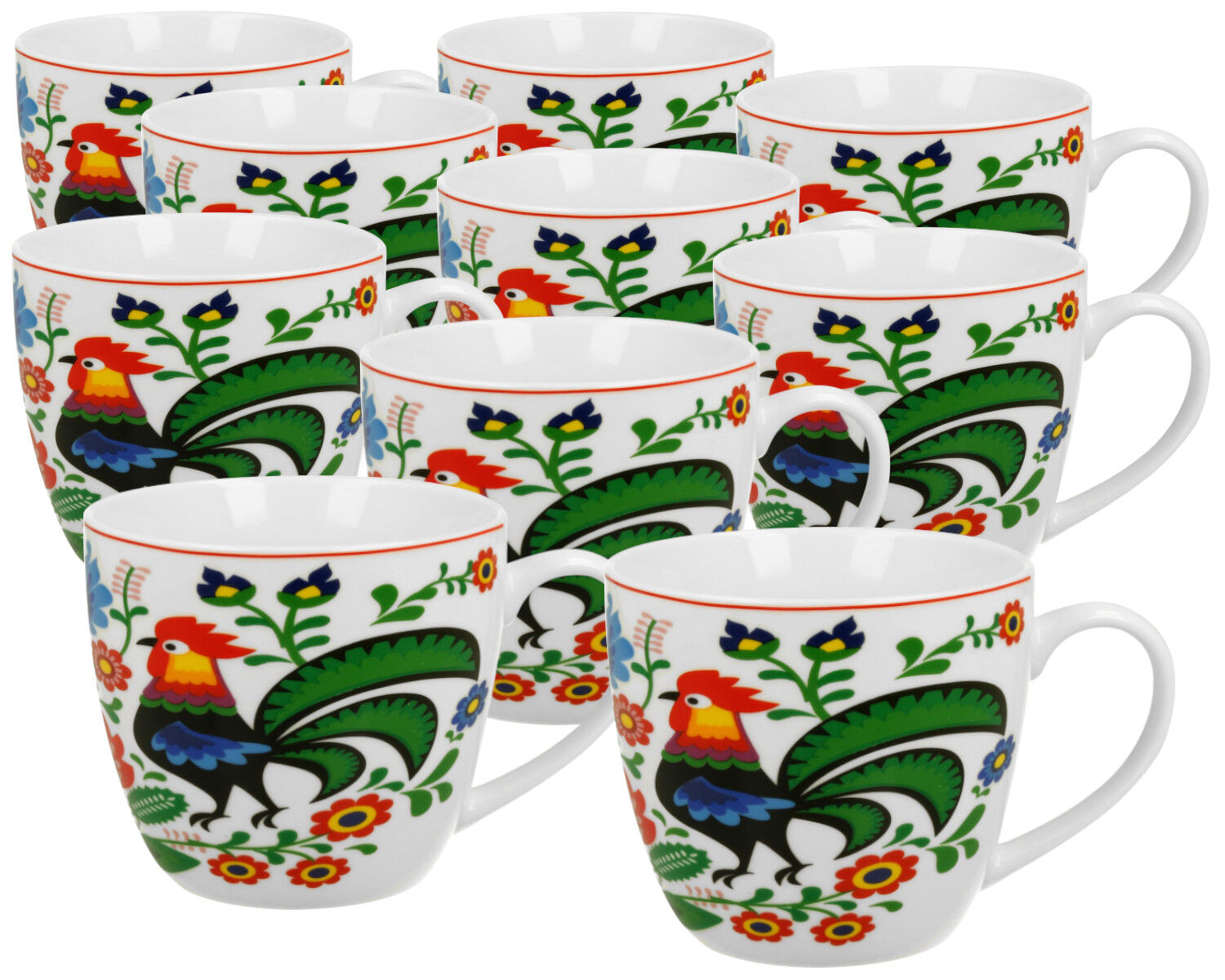 10er SET DUO ETNO Becher 460 ml FOLK ROCKS in Tragetasche, New Bone China Porzellan