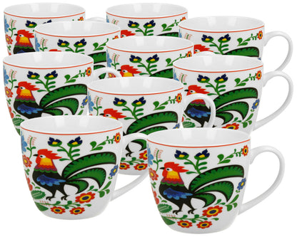 10er SET DUO ETNO Becher 460 ml FOLK ROCKS in Tragetasche, New Bone China Porzellan