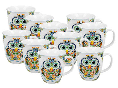 10er SET DUO ETNO Becher 650 ml OWL New Bone China Porzellan