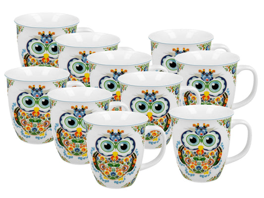 10er SET DUO ETNO Becher 650 ml OWL New Bone China Porzellan