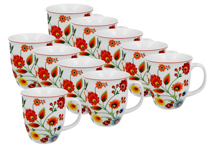 10er SET DUO ETNO Becher 650 ml ŁOWICZ New Bone China Porzellan