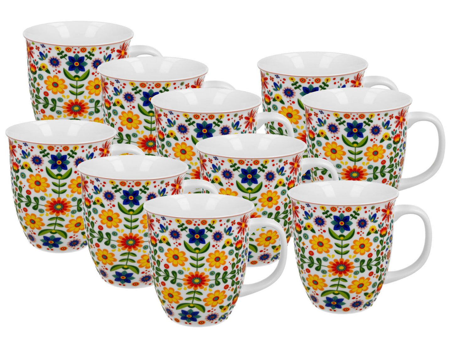 10er SET DUO ETNO 32178 Becher 650 ml REGIONAL PATTERNS New Bone China Porzellan