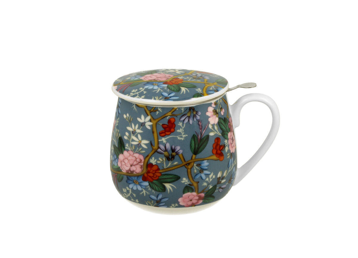 DUO ART GALLERY Fassbecher 430 ml BLUE mit Teesieb, New Bone China Porzellan – Bild 2