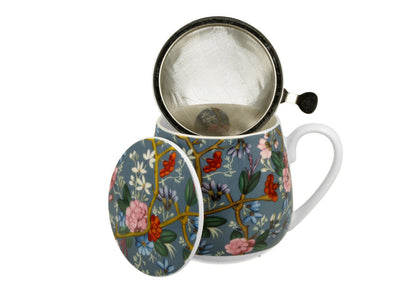 DUO ART GALLERY Fassbecher 430 ml BLUE mit Teesieb, New Bone China Porzellan – Bild 3