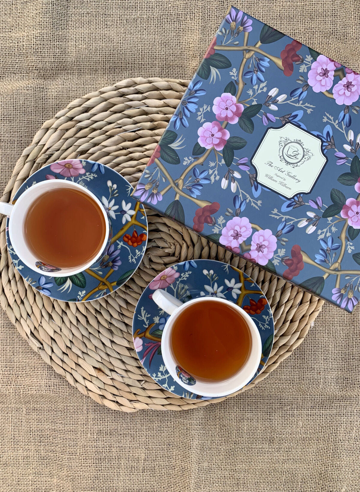 DUO ART GALLERY 2er-Set Tassen 280 ml BLUE mit Untertassen, New Bone China Porzellan – Bild 6