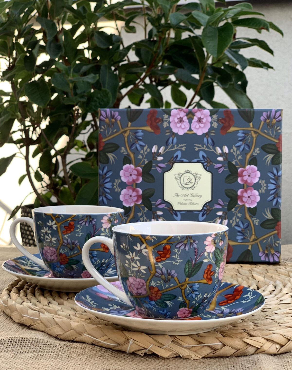 DUO ART GALLERY 2er-Set Tassen 280 ml BLUE mit Untertassen, New Bone China Porzellan – Bild 7