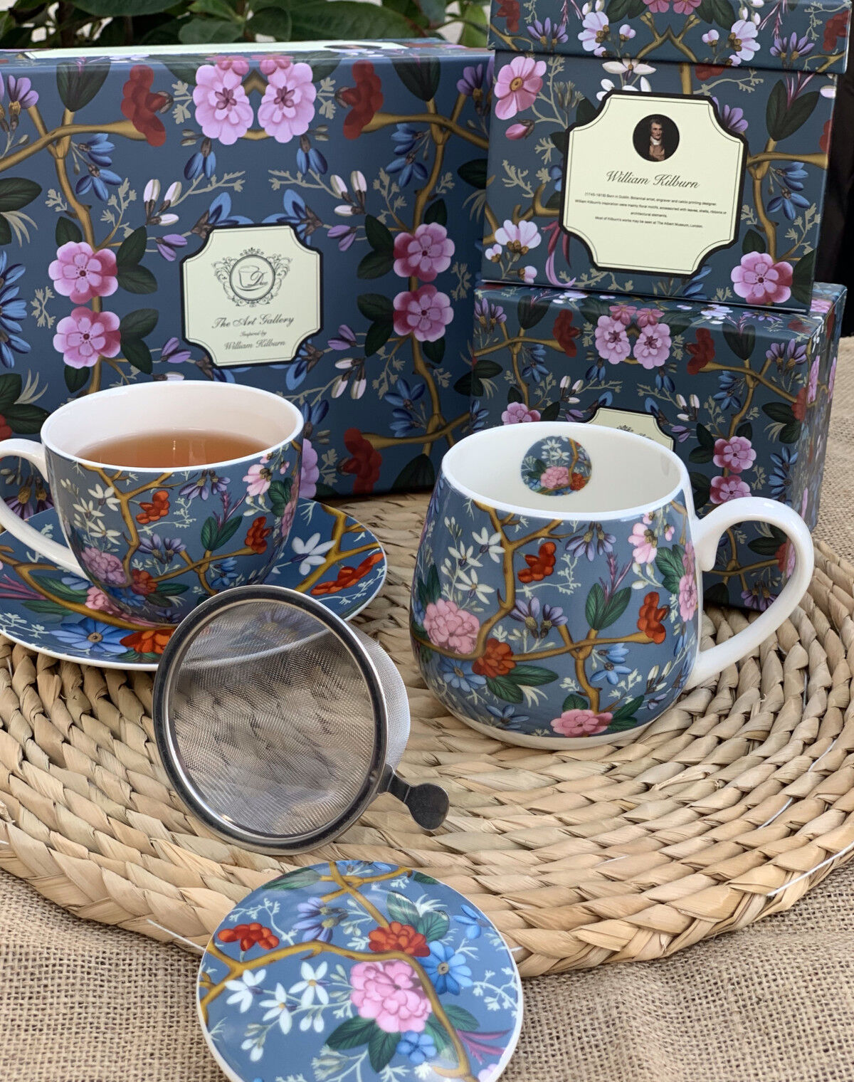 DUO ART GALLERY 2er-Set Tassen 280 ml BLUE mit Untertassen, New Bone China Porzellan – Bild 8
