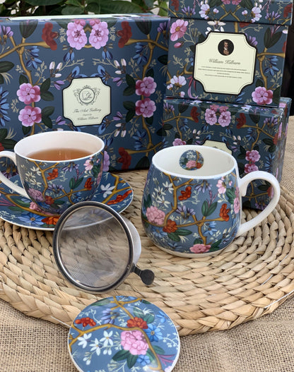 DUO ART GALLERY 2er-Set Tassen 280 ml BLUE mit Untertassen, New Bone China Porzellan – Bild 8