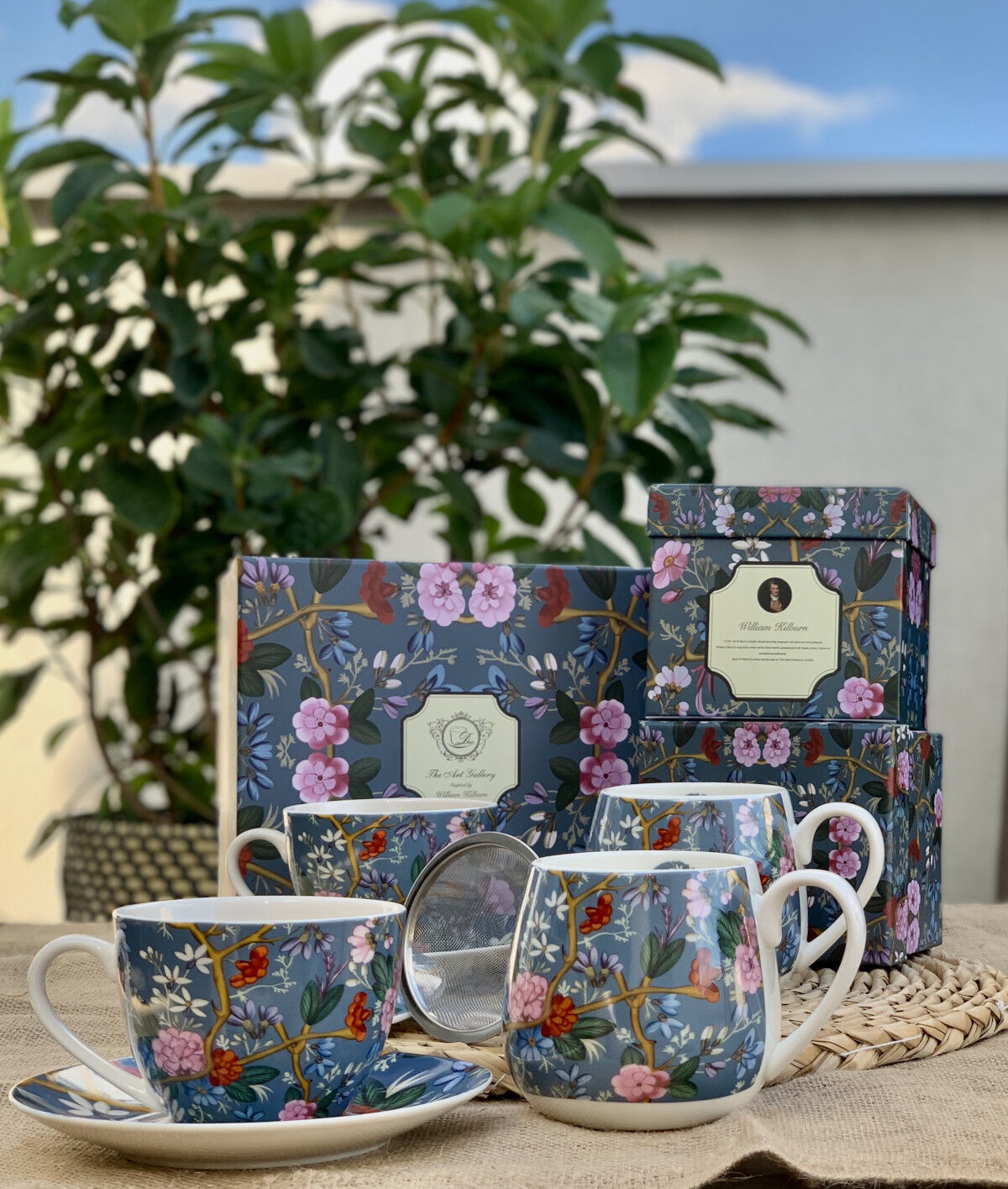 DUO ART GALLERY 2er-Set Tassen 280 ml BLUE mit Untertassen, New Bone China Porzellan – Bild 9