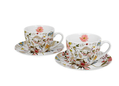 DUO ART GALLERY 2er-Set Tassen 280 ml WHITE mit Untertassen, New Bone China Porzellan – Bild 2