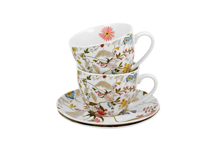 DUO ART GALLERY 2er-Set Tassen 280 ml WHITE mit Untertassen, New Bone China Porzellan – Bild 4