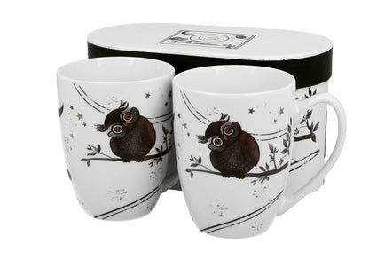 DUO ANIMALS 2er-Set Becher 380 ml CHARMING OWLS New Bone China Porzellan