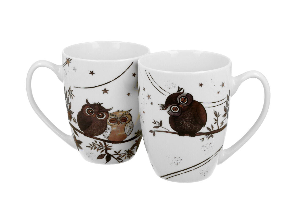 DUO ANIMALS 2er-Set Becher 380 ml CHARMING OWLS New Bone China Porzellan – Bild 2