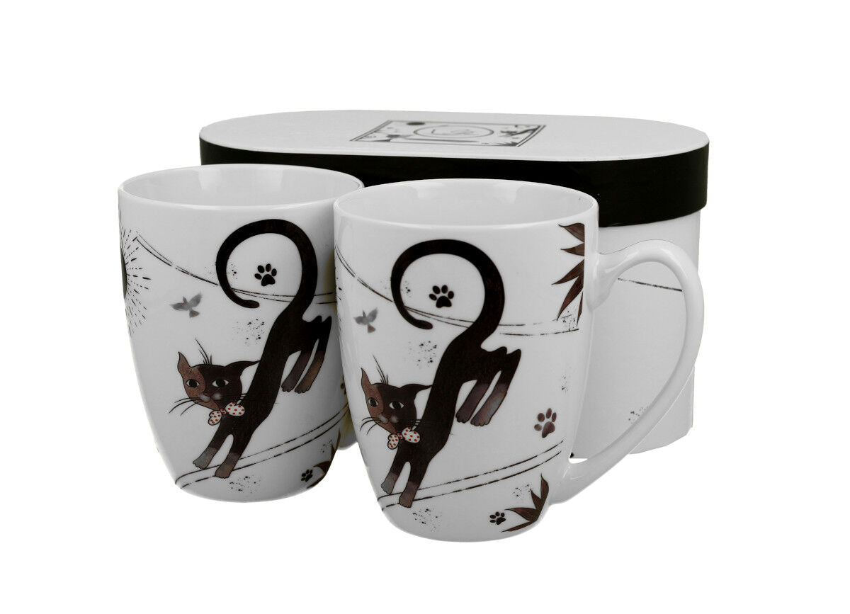 DUO ANIMALS 2er-Set Becher 380 ml CHARMING CATS New Bone China Porzellan